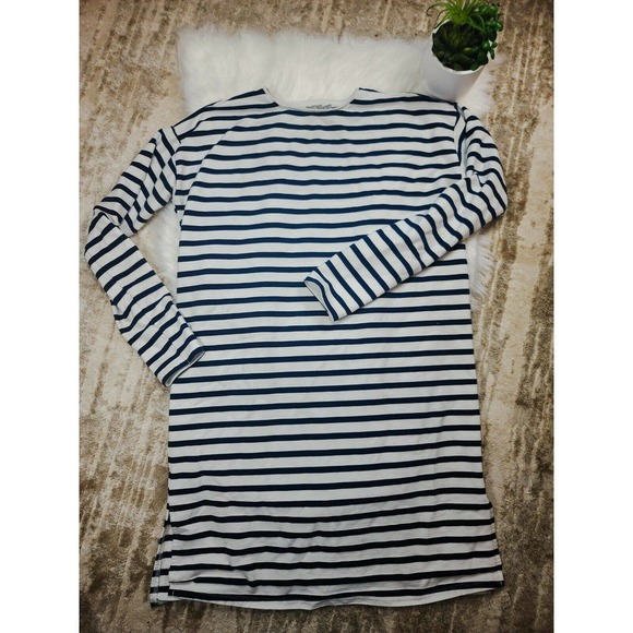 Asos T Shirt Dress Long Sleeve White Navy 4
